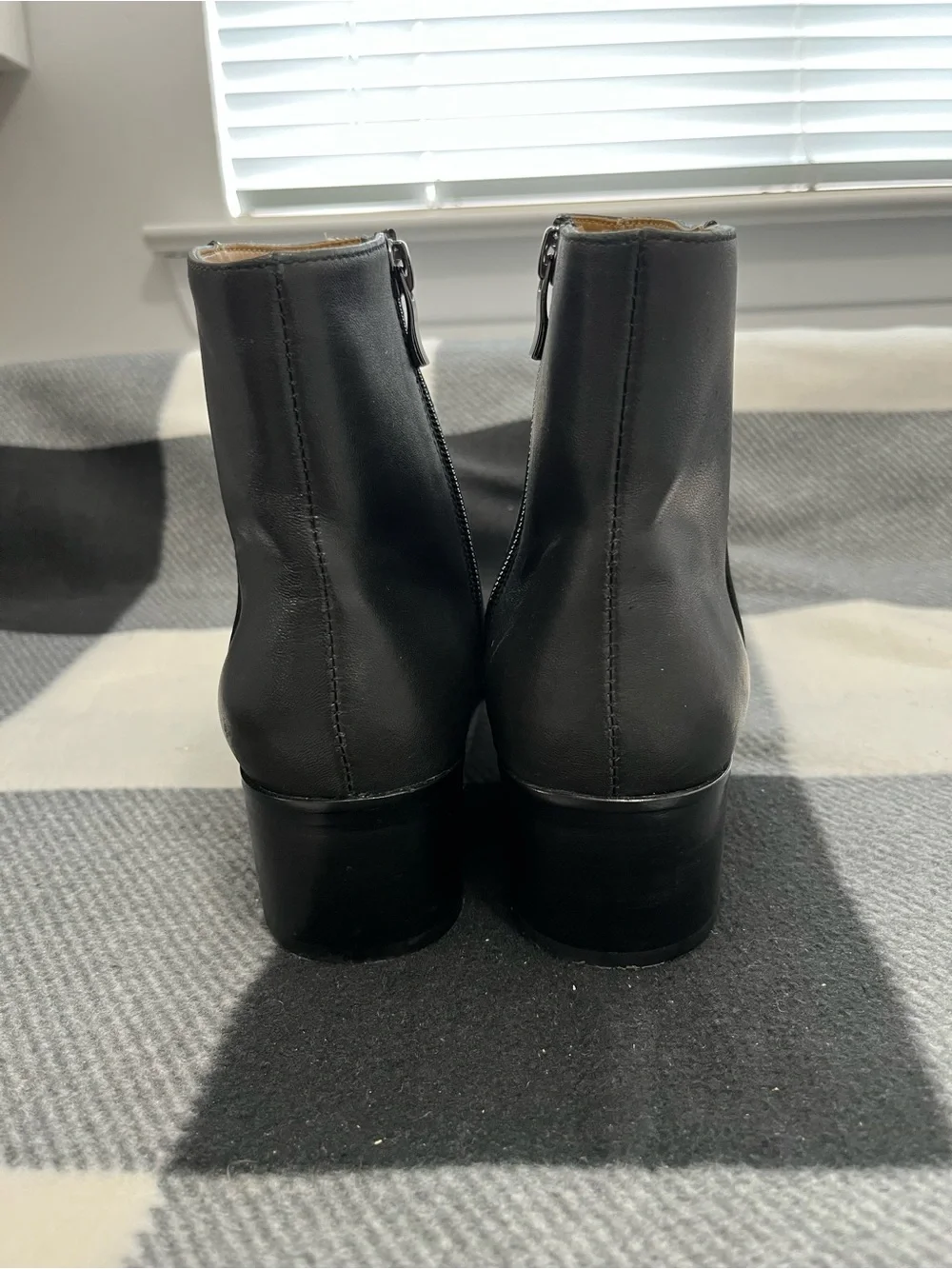 J.Crew Soft Leather Black Walker Ankle Boots Block Heel Women’s 7.5
